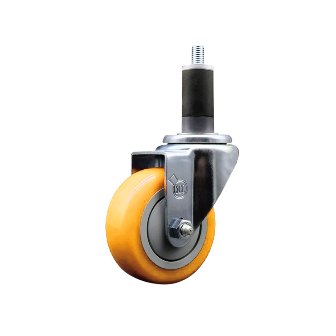 Polyurethane Expanding Stem Swivel Caster with 3.5 Inch Yellow Wheel and 1-1/4" Stem - 300 lbs. Capacity Per Caster - Service Caster Brand — photo 1
