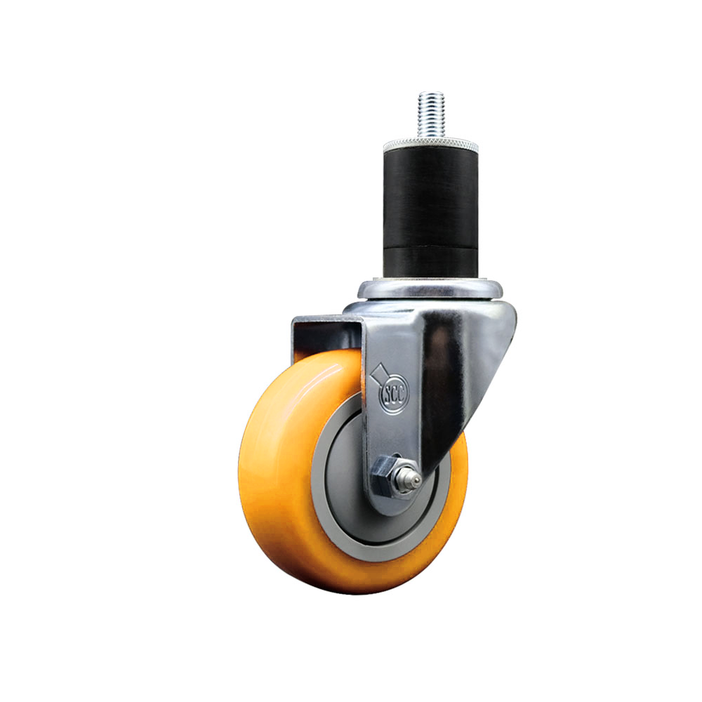 Polyurethane Swivel Stem Caster with 3.5 Inch Yellow Caster Wheel - 1-3/4" Expanding Stem - 316 Stainless Steel Caster - 300 lbs. Capacity Per Caster - Service Caster Brand — photo 1