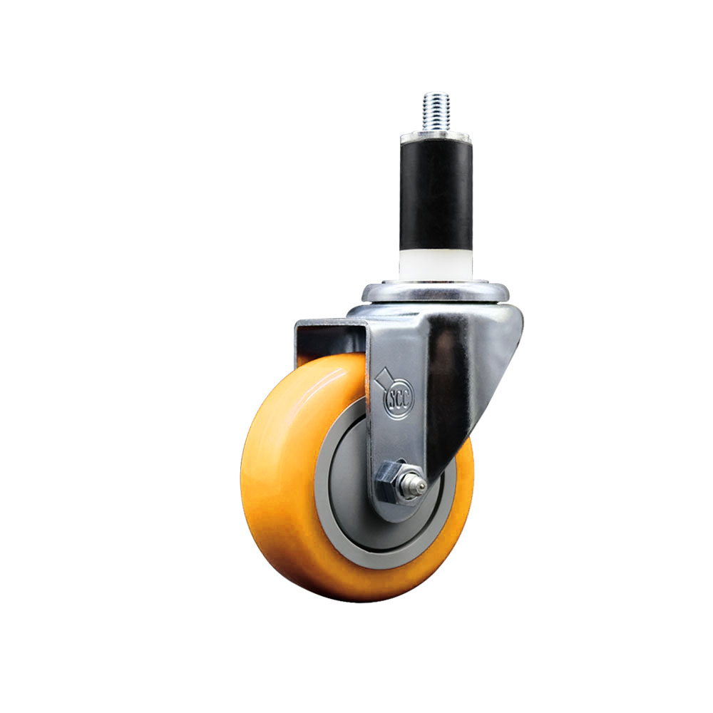 Stainless Steel Polyurethane Expanding Stem Swivel Caster with 3.5 Inch Yellow Wheel and 1-3/8" Stem - 300 lbs. Capacity Per Caster - Service Caster Brand — photo 1