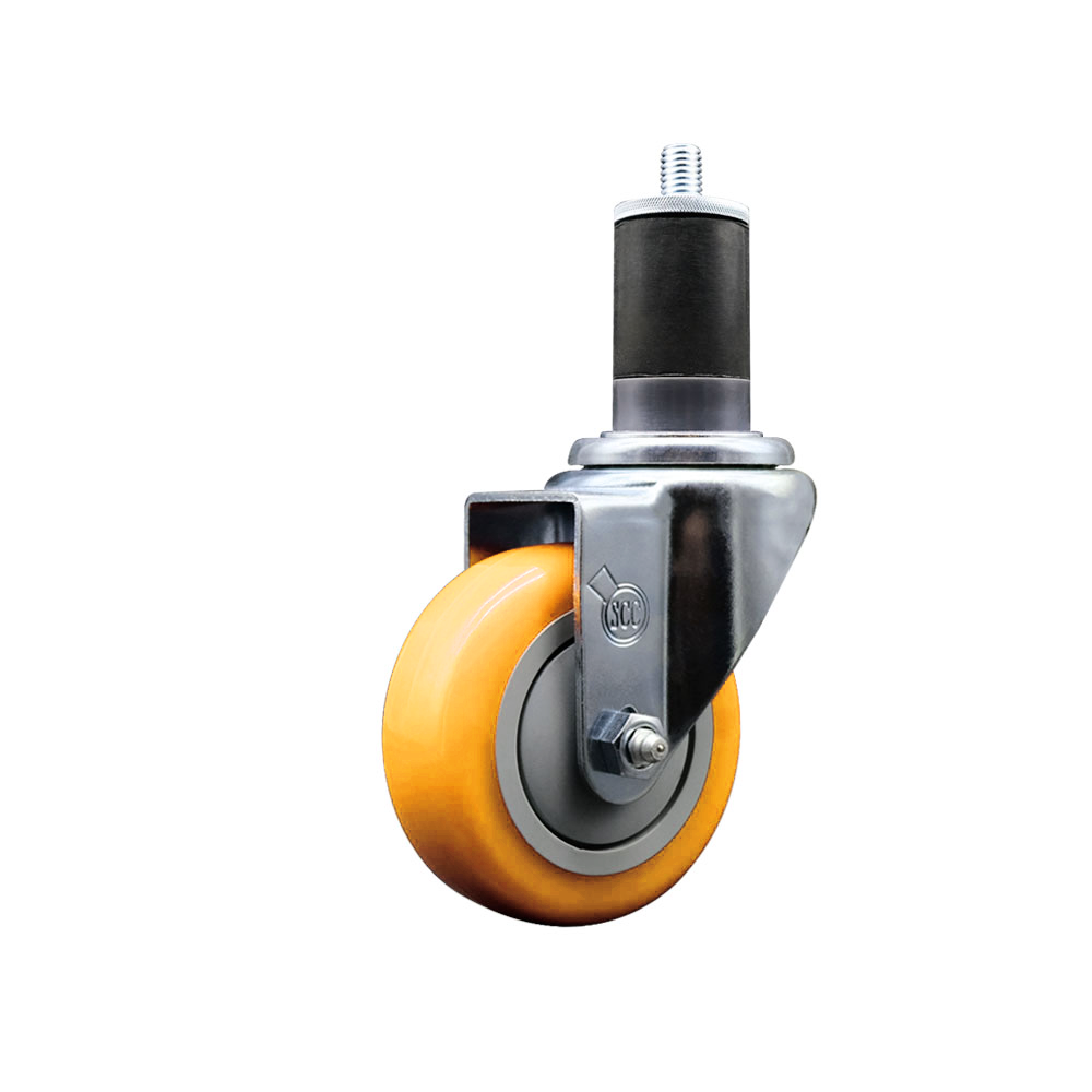 Polyurethane Swivel Stem Caster with 3.5 Inch Yellow Caster Wheel - 1-5/8" Expanding Stem - 316 Stainless Steel Caster - 300 lbs. Capacity Per Caster - Service Caster Brand — photo 1