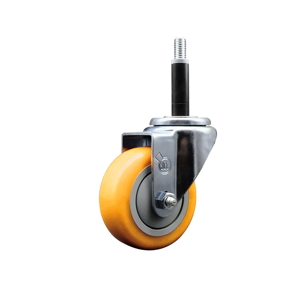 Polyurethane Expanding Stem Swivel Caster with 3.5 Inch Yellow Wheel and 3/4" Stem - 300 lbs. Capacity Per Caster - Service Caster Brand — photo 1