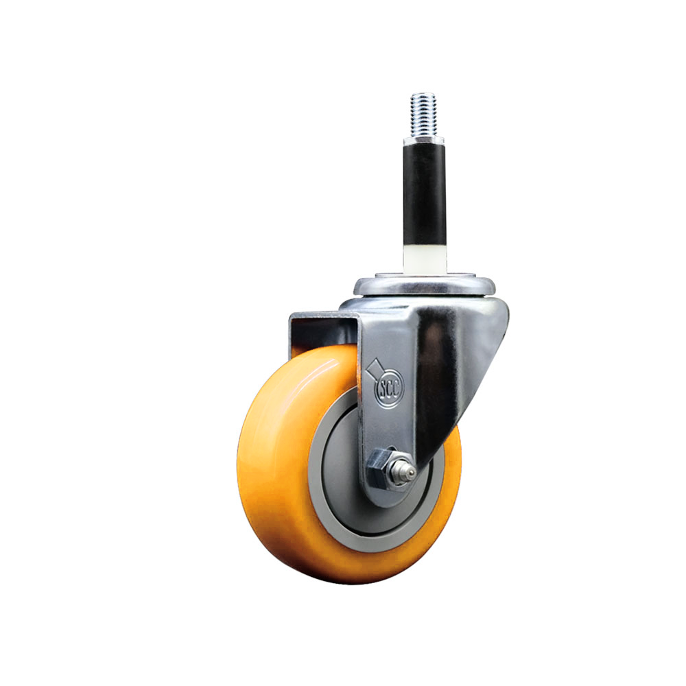 Polyurethane Swivel Stem Caster with 3.5 Inch Yellow Caster Wheel - 7/8" Expanding Stem - 316 Stainless Steel Caster - 300 lbs. Capacity Per Caster - Service Caster Brand — photo 1