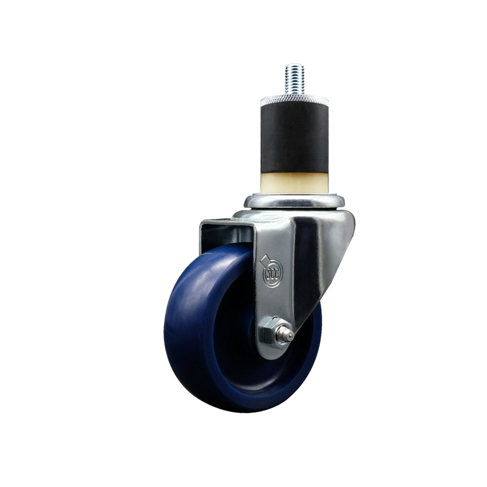 Solid Polyurethane Expanding Stem Swivel Caster with 3.5 Inch Blue Wheel and 1-7/8" Stem - 300 lbs. Capacity Per Caster - Service Caster Brand — photo 1