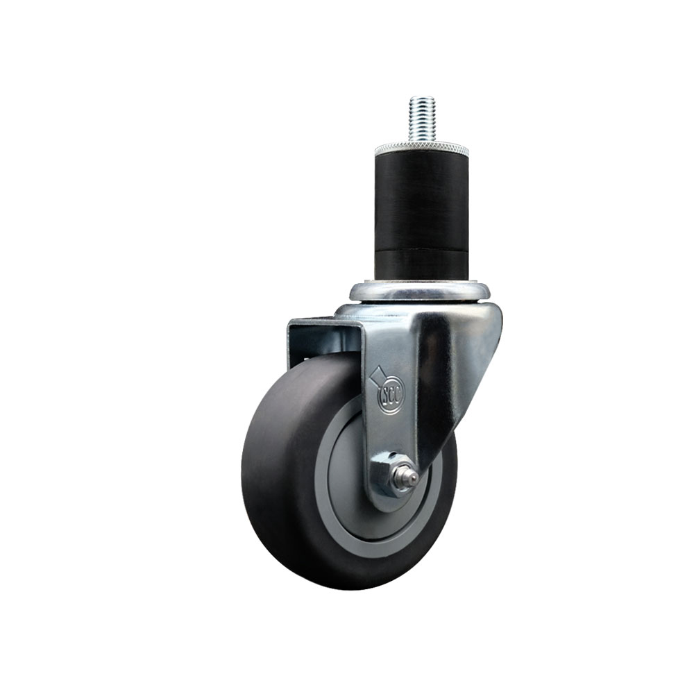 Stainless Steel Thermoplastic Rubber Swivel Expanding Stem Swivel Caster with 3.5 Inch Gray Wheel and 1-3/4" Stem - 230 lbs. Capacity Per Caster - Service Caster Brand — photo 1