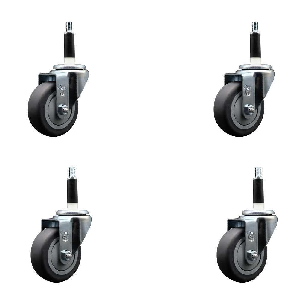 Thermoplastic Rubber Swivel Expanding Stem Caster Set of 4 with 3.5 Inch Gray Wheels and 7/8" Stems - Includes 4 Swivel - 230 lbs. Capacity Per Caster - Service Caster Brand — photo 1