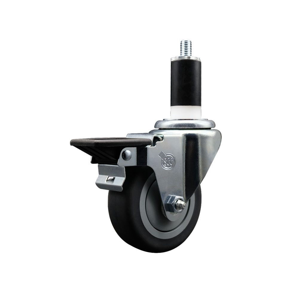 Thermoplastic Rubber Swivel Expanding Stem Swivel Caster with 3.5 Inch Gray Wheel and 1-3/8" Stem & Posi Locking Brake - 230 lbs. Capacity Per Caster - Service Caster Brand — photo 1