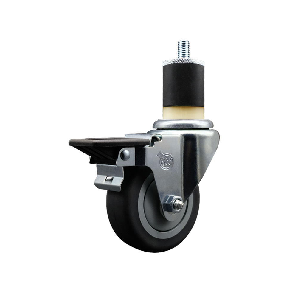 Thermoplastic Rubber Swivel Expanding Stem Swivel Caster with 3.5 Inch Gray Wheel and 1-7/8" Stem & Posi Locking Brake - 230 lbs. Capacity Per Caster - Service Caster Brand — photo 1