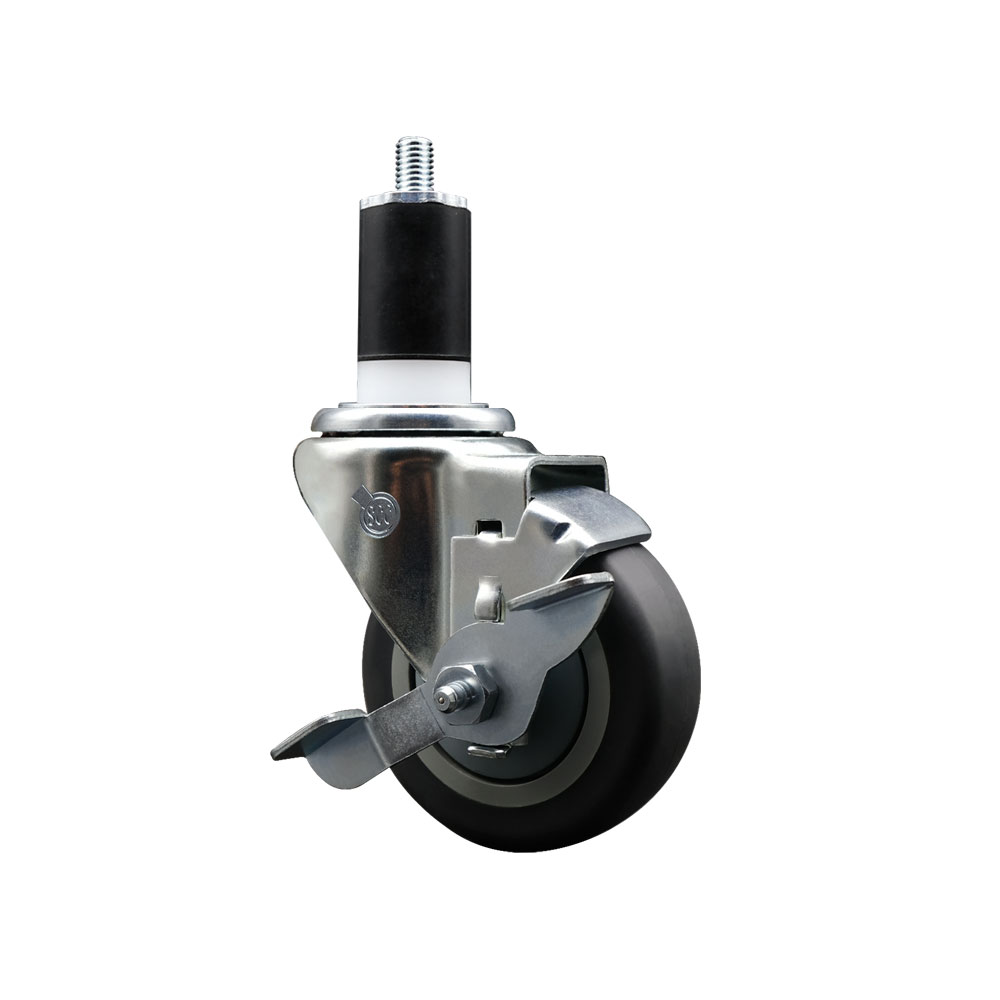 Thermoplastic Rubber Swivel Expanding Stem Swivel Caster with 3.5 Inch Gray Wheel and 1-1/2" Stem & Top Locking Brake - 230 lbs. Capacity Per Caster - Service Caster Brand — photo 1