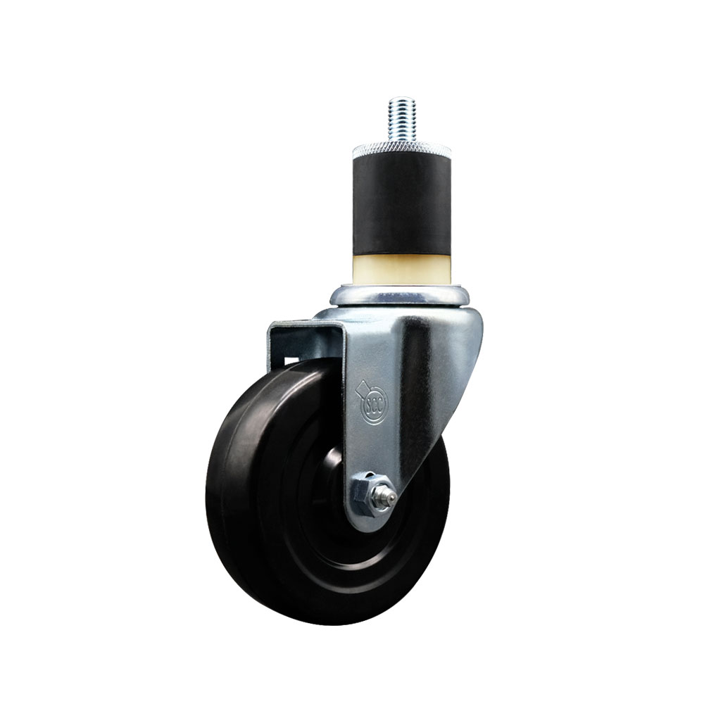 Stainless Steel Soft Rubber Expanding Stem Swivel Caster with 4 Inch Black Wheel and 1-7/8" Stem - 200 lbs. Capacity Per Caster - Service Caster Brand — photo 1