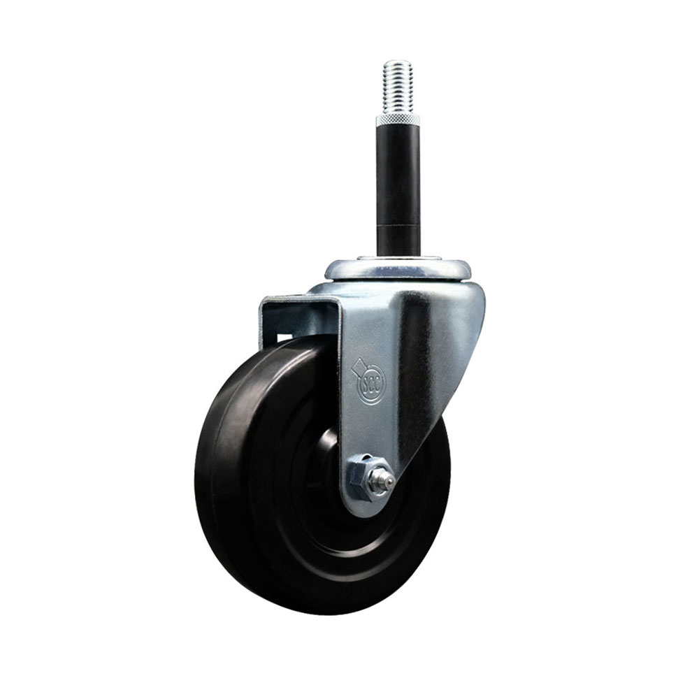 Stainless Steel Hard Rubber Swivel Expanding Stem Caster w/4" x 1.25" Black Wheel and 3/4" Stem - 300 lbs Capacity/Caster - Service Caster Brand — photo 1