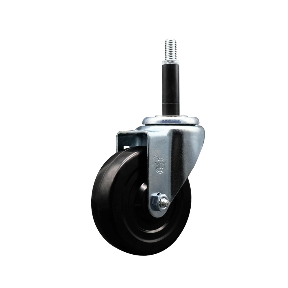 Soft Rubber Expanding Stem Swivel Caster with 4 Inch Black Wheel and 3/4" Stem - 200 lbs. Capacity Per Caster - Service Caster Brand — photo 1