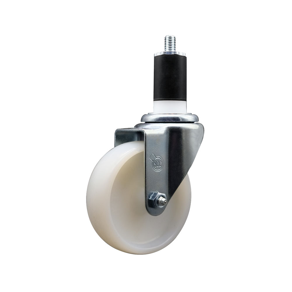 Nylon Expanding Stem Swivel Caster with 4 Inch White Wheel and 1-1/2" Stem -  300 lbs. Capacity Per Caster - Service Caster Brand — photo 1