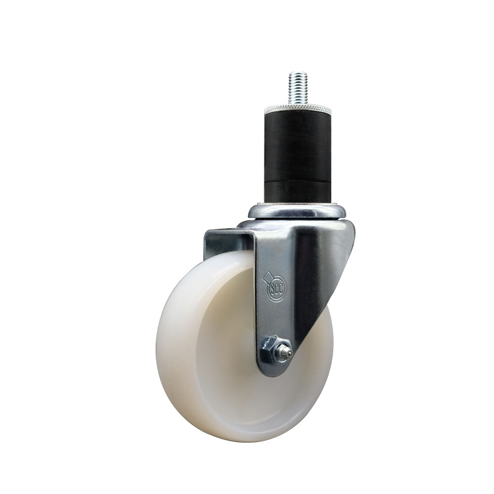Stainless Steel Nylon Expanding Stem Swivel Caster with 4 Inch White Wheel and 1-3/4" Stem - 300 lbs. Capacity Per Caster - Service Caster Brand — photo 1