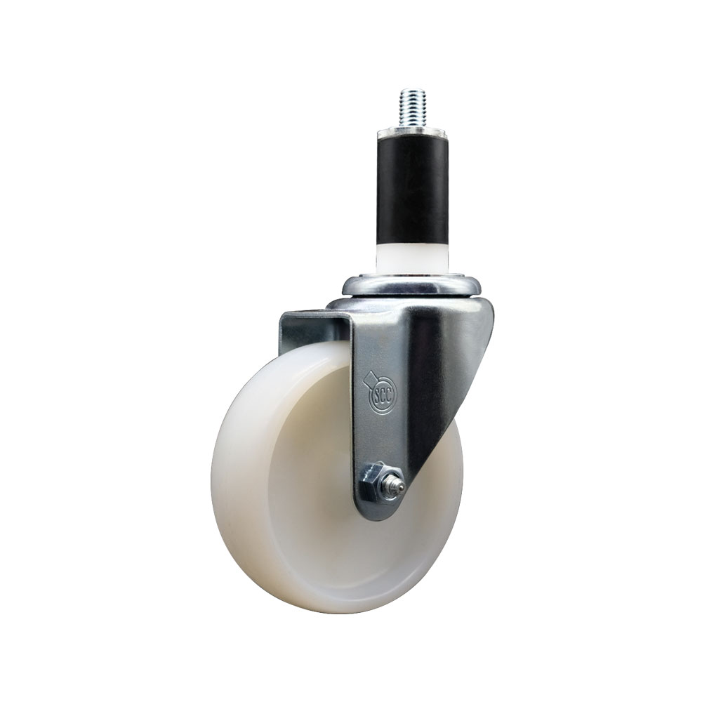 Nylon Expanding Stem Swivel Caster with 4 Inch White Wheel and 1-3/8" Stem -  300 lbs. Capacity Per Caster - Service Caster Brand — photo 1