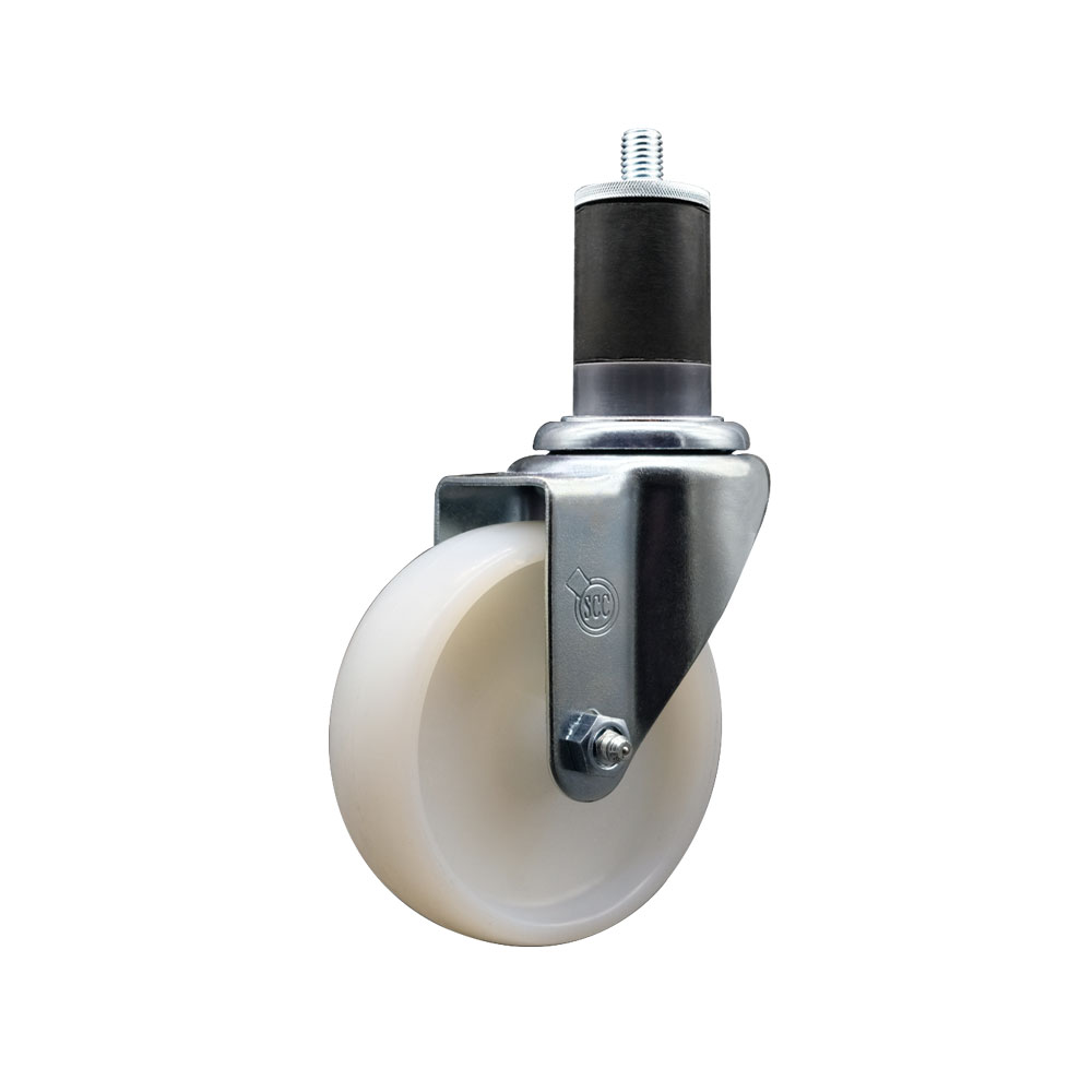 Nylon Expanding Stem Swivel Caster with 4 Inch White Wheel and 1-5/8" Stem -  300 lbs. Capacity Per Caster - Service Caster Brand — photo 1