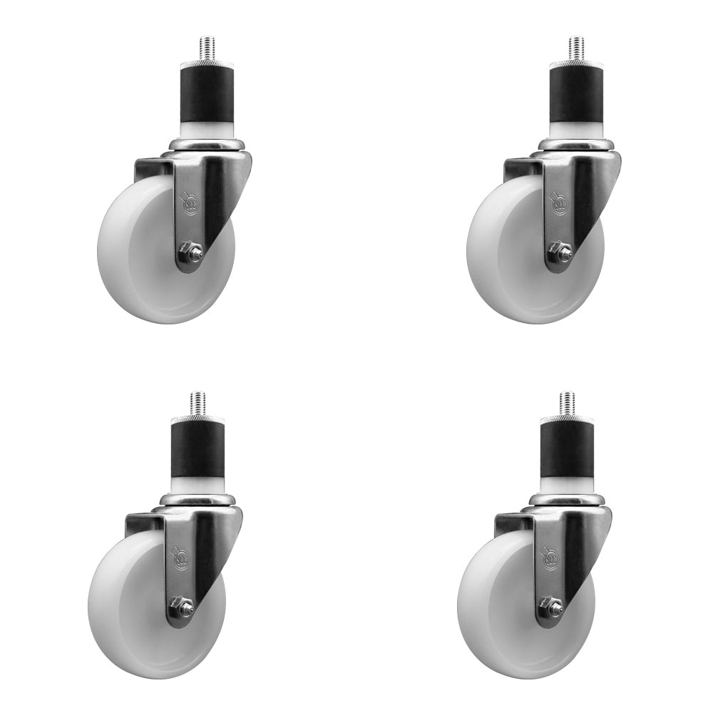 Nylon Swivel Expanding Stem Caster Set of 4 with 4 Inch White Wheel and 1-7/8" Stems - Includes 4 Swivel - 1200 lbs. Total Capacity - Service Caster Brand — photo 1