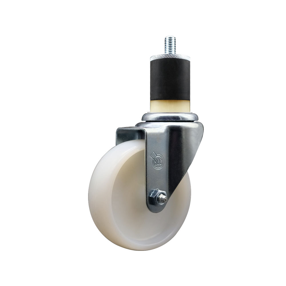 Nylon Expanding Stem Swivel Caster with 4 Inch White Wheel and 1-7/8" Stem -  300 lbs. Capacity Per Caster - Service Caster Brand — photo 1