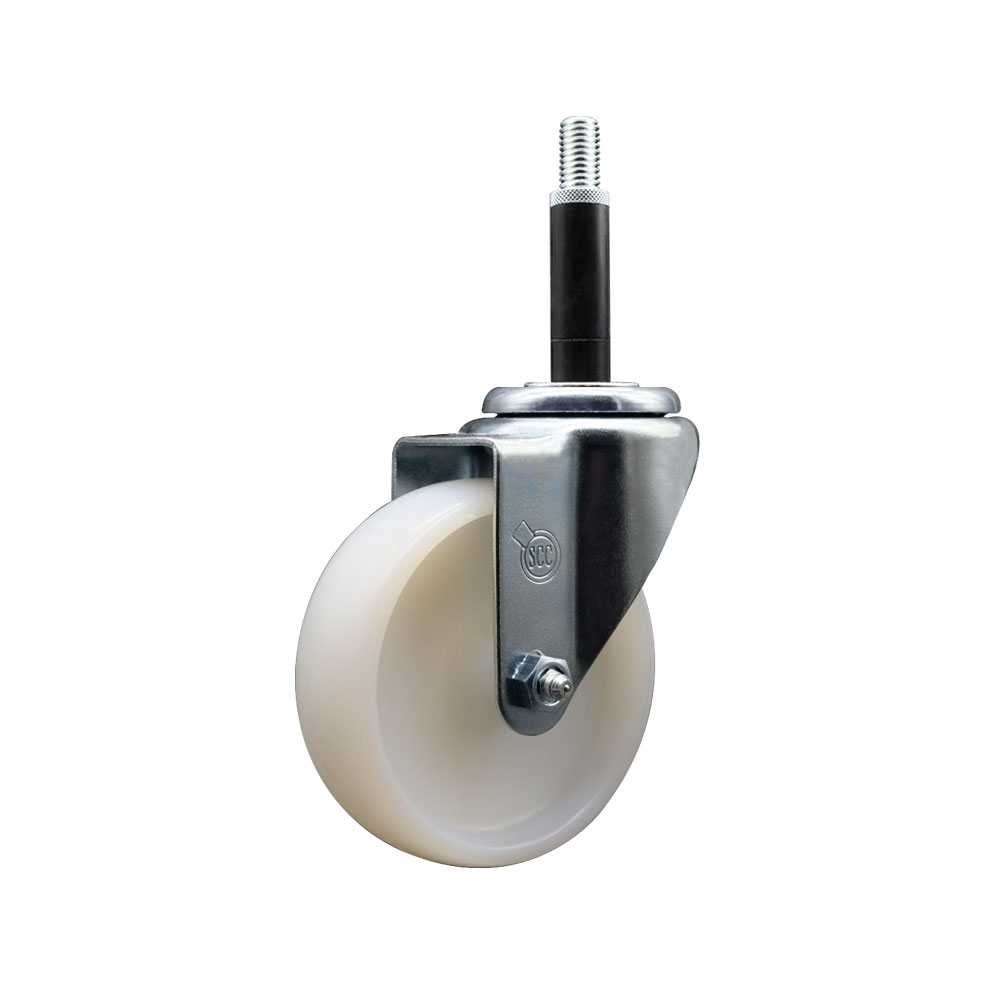 Nylon Expanding Stem Swivel Caster with 4 Inch White Wheel and 3/4" Stem -  300 lbs. Capacity Per Caster - Service Caster Brand — photo 1