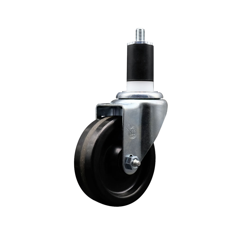 Phenolic Swivel Expanding Stem Swivel Caster with 4 Inch Black Wheel and 1-1/2" Stem - 300 lbs. Capacity Per Caster - Service Caster Brand — photo 1