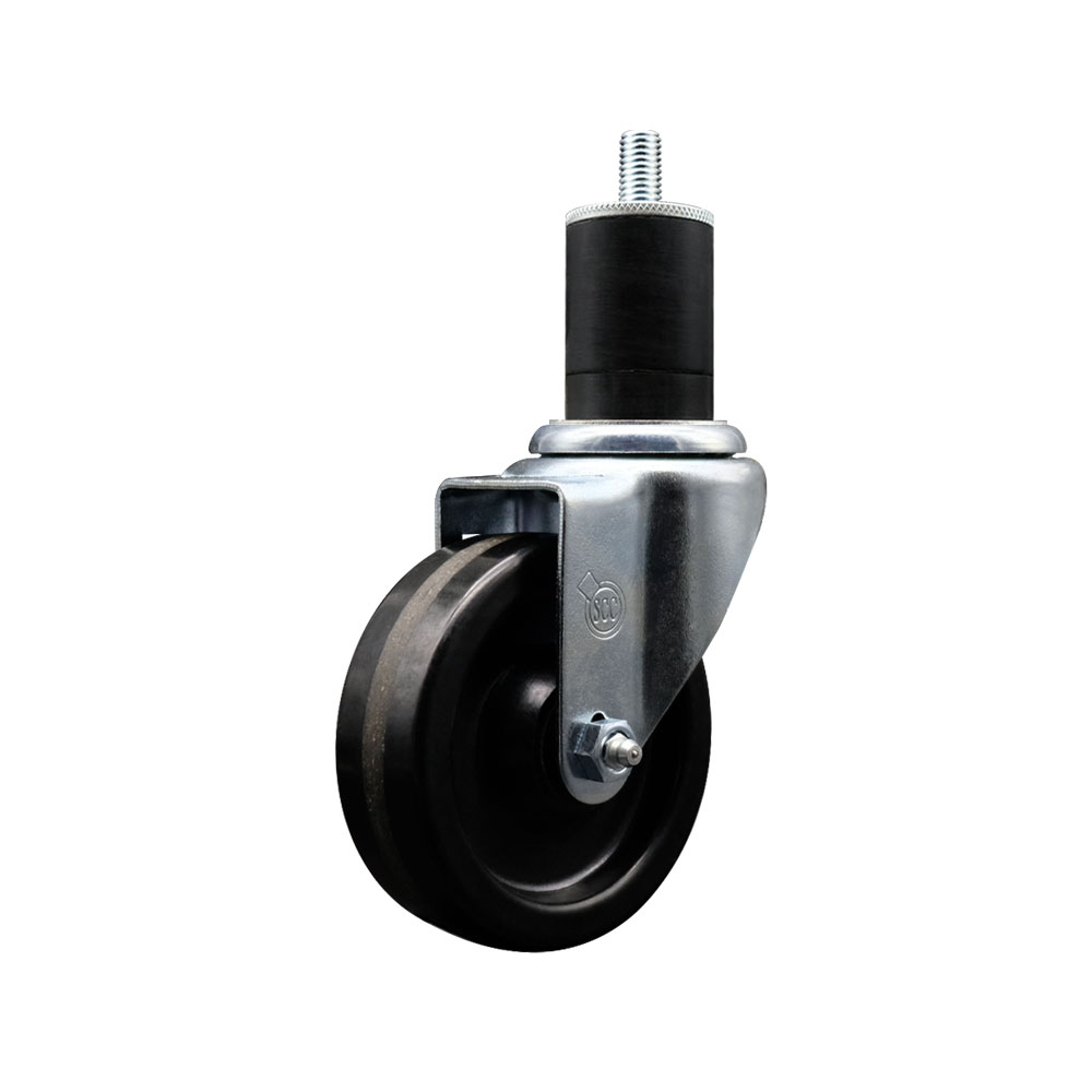 Phenolic Swivel Expanding Stem Swivel Caster with 4 Inch Black Wheel and 1-3/4" Stem - 300 lbs. Capacity Per Caster - Service Caster Brand — photo 1