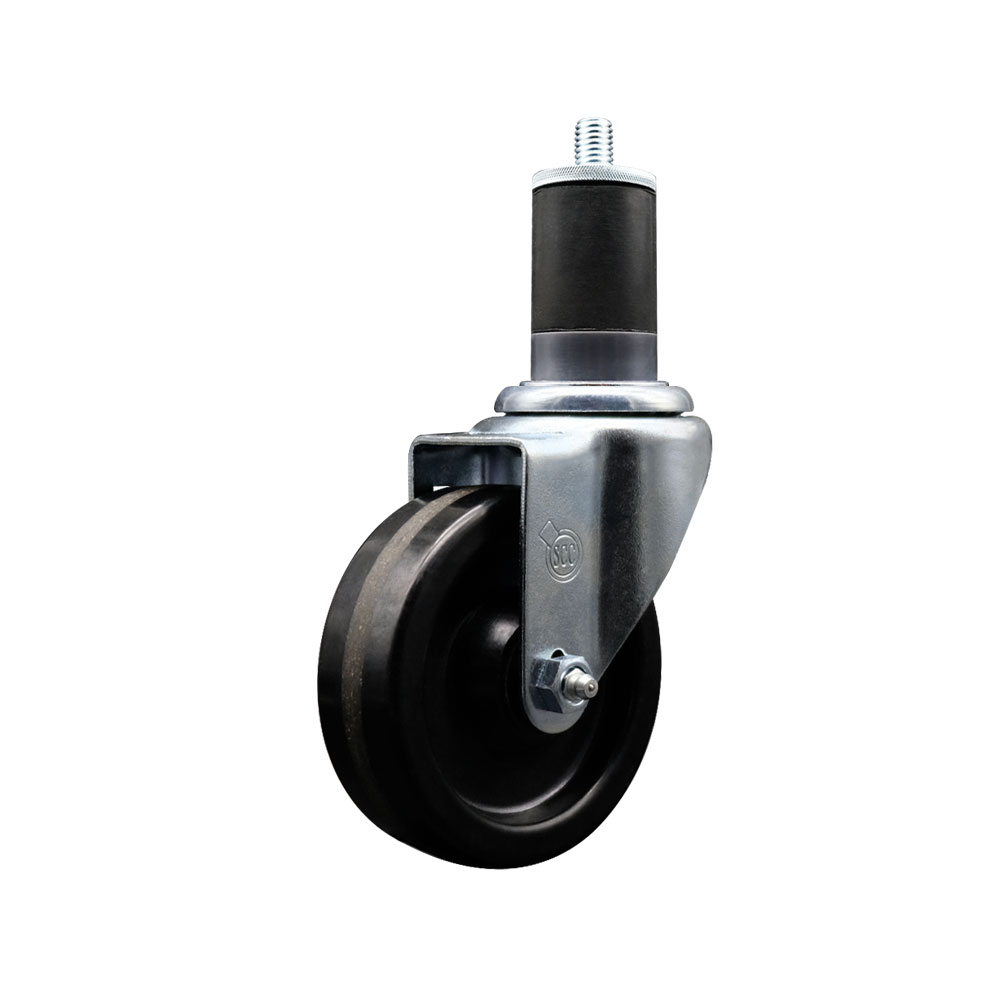 Phenolic Swivel Expanding Stem Caster w/Roller Bearing - 4" x 1.25" Black Wheel and 1-5/8" Stem - 300 lbs Capacity/Caster - Service Caster Brand — photo 1