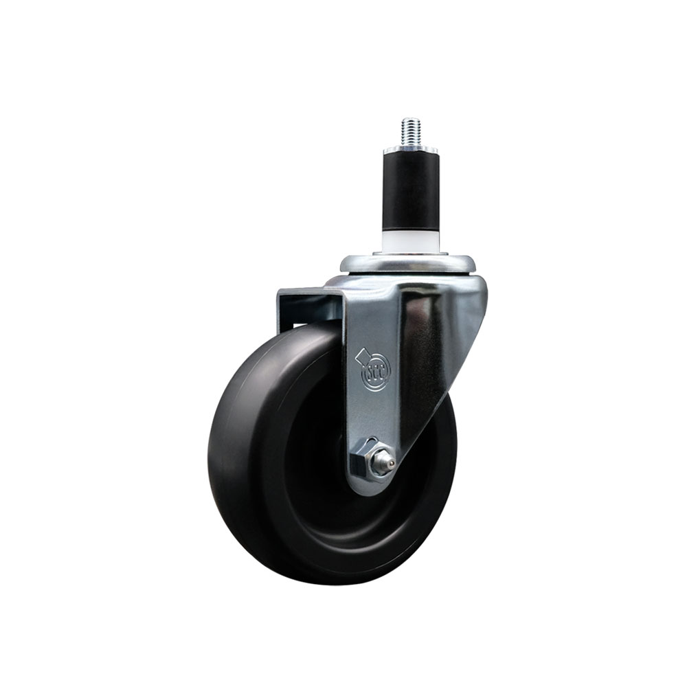 Polyolefin Expanding Stem Swivel Caster Wheel with 4 Inch Black Wheel and 1-1/2" Stem - 350 lbs. Capacity Per Caster - Service Caster Brand — photo 1