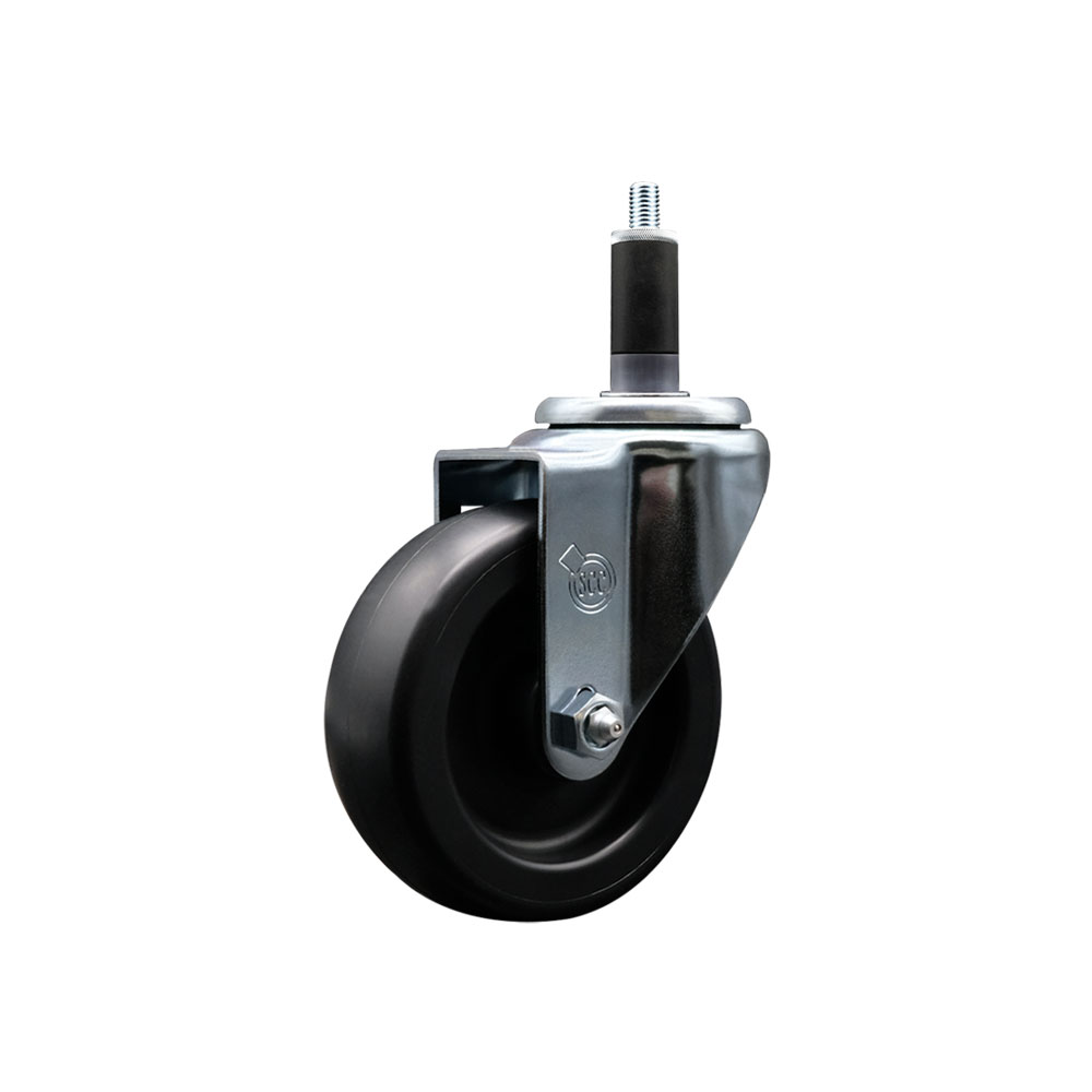 Polyolefin Expanding Stem Swivel Caster Wheel with 4 Inch Black Wheel and 1-1/8" Stem - 350 lbs. Capacity Per Caster - Service Caster Brand — photo 1
