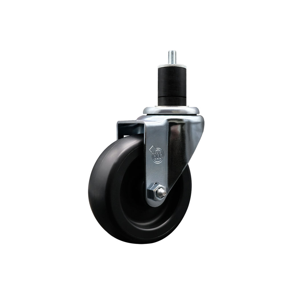 Polyolefin Expanding Stem Swivel Caster Wheel with 4 Inch Black Wheel and 1-3/4" Stem - 350 lbs. Capacity Per Caster - Service Caster Brand — photo 1