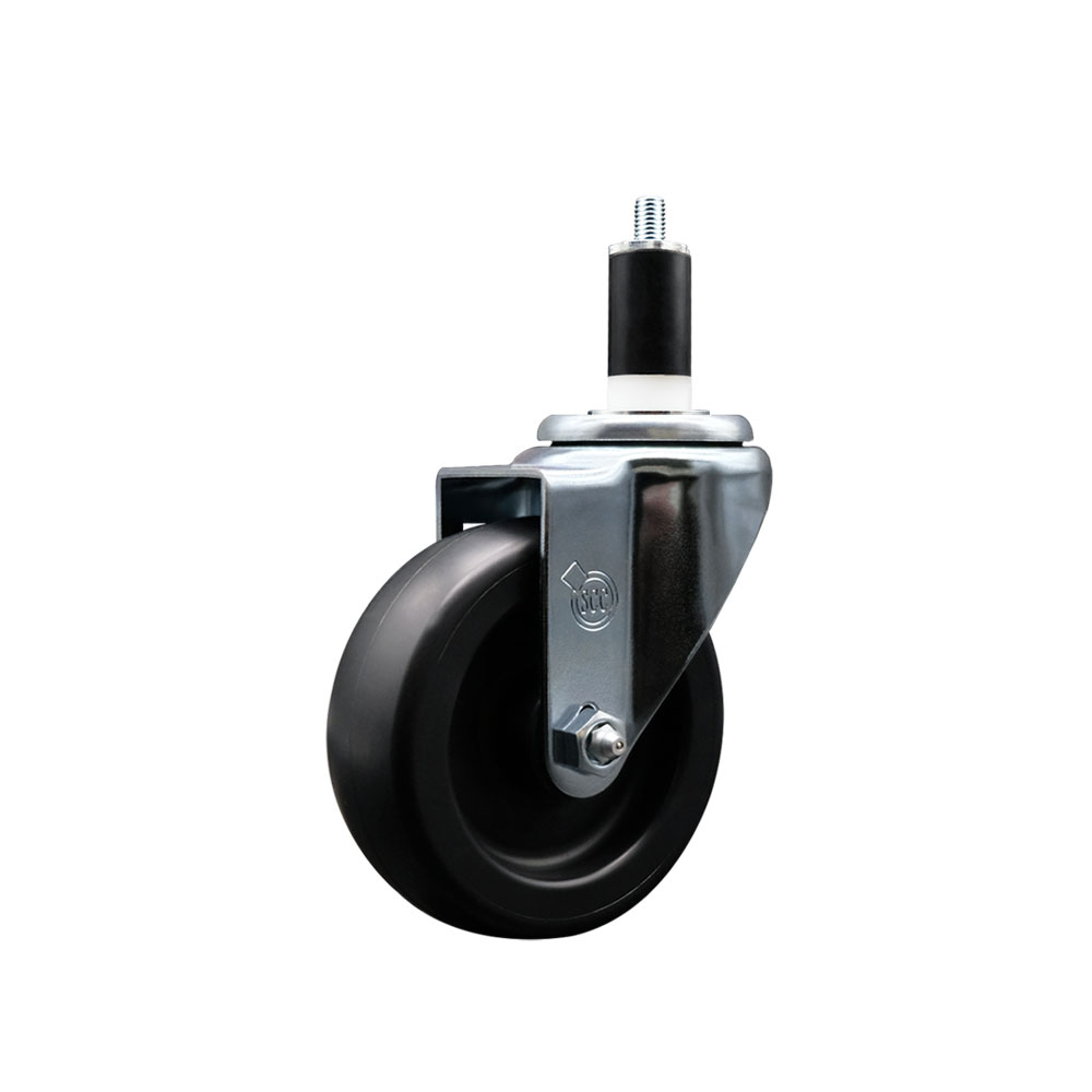 Polyolefin Expanding Stem Swivel Caster Wheel with 4 Inch Black Wheel and 1-3/8" Stem - 350 lbs. Capacity Per Caster - Service Caster Brand — photo 1