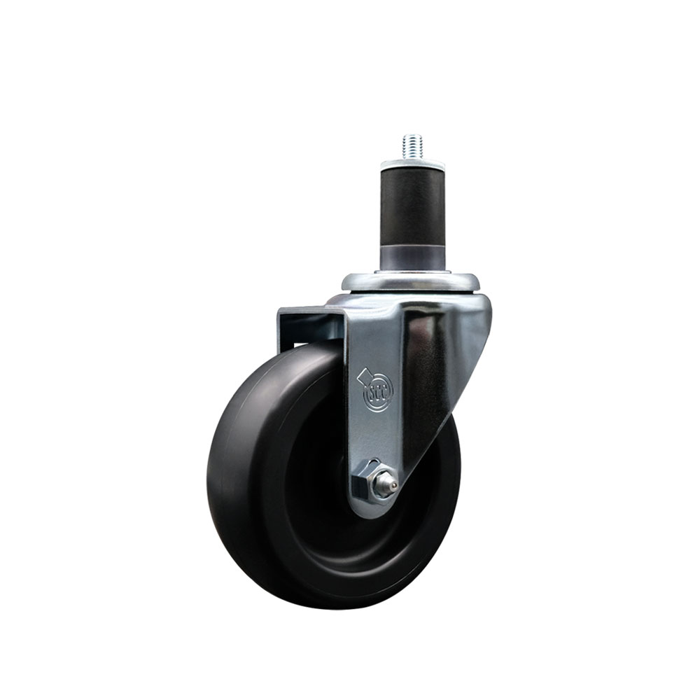 Polyolefin Expanding Stem Swivel Caster Wheel with 4 Inch Black Wheel and 1-5/8" Stem - 350 lbs. Capacity Per Caster - Service Caster Brand — photo 1