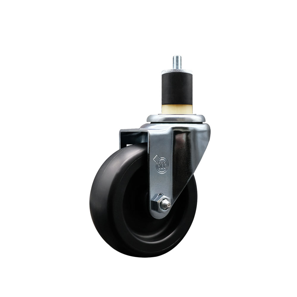 Polyolefin Expanding Stem Swivel Caster Wheel with 4 Inch Black Wheel and 1-7/8" Stem - 350 lbs. Capacity Per Caster - Service Caster Brand — photo 1