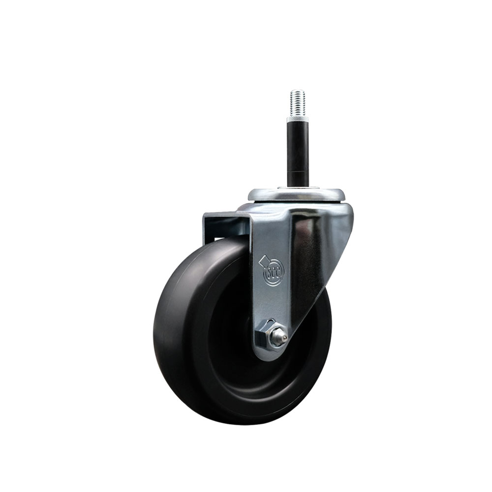 Polyolefin Expanding Stem Swivel Caster Wheel with 4 Inch Black Wheel and 3/4" Stem - 350 lbs. Capacity Per Caster - Service Caster Brand — photo 1