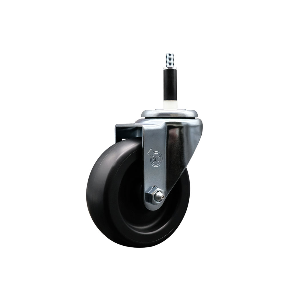 Polyolefin Expanding Stem Swivel Caster Wheel with 4 Inch Black Wheel and 7/8" Stem - 350 lbs. Capacity Per Caster - Service Caster Brand — photo 1