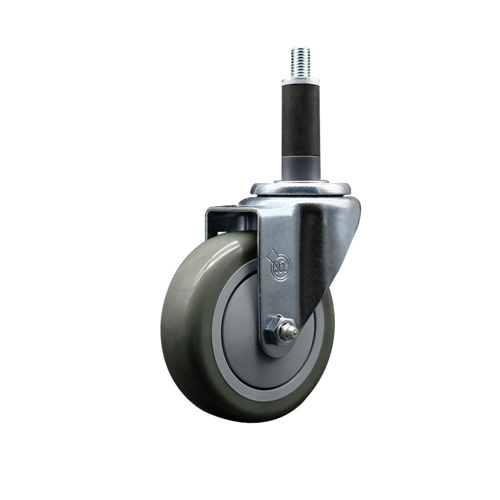 Stainless Steel Polyurethane Expanding Stem Swivel Caster with 4 Inch Gray Wheel and 1" Stem - 350 lbs. Capacity Per Caster - Service Caster Brand — photo 1