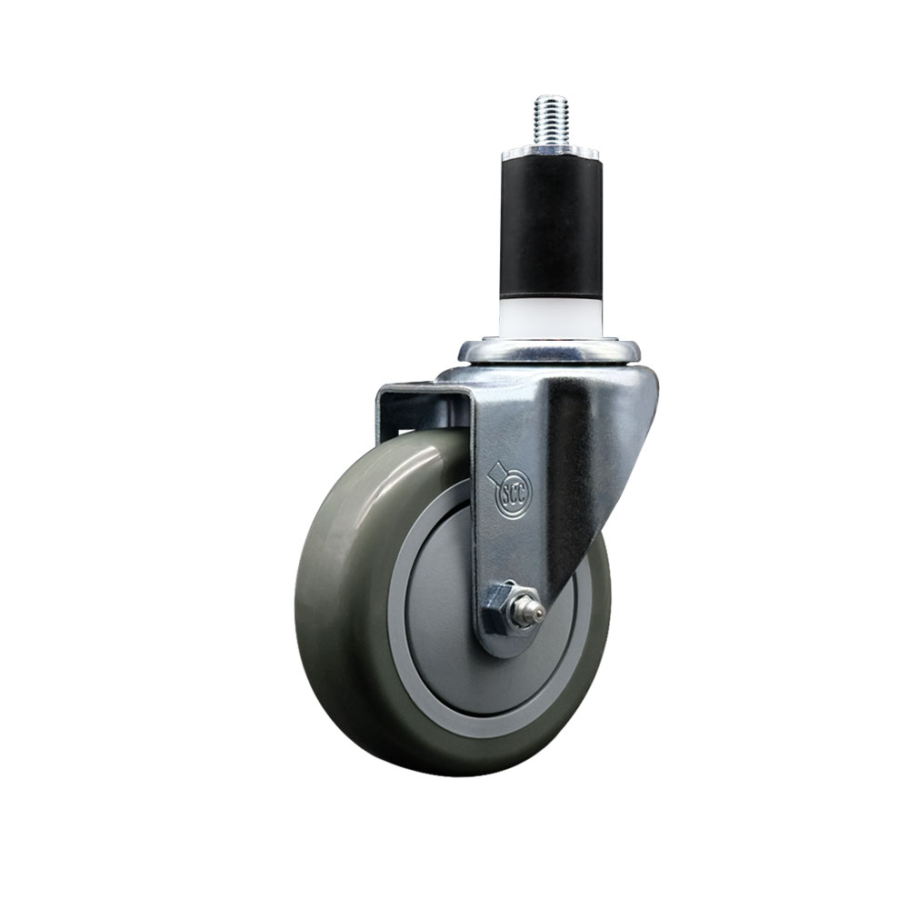 Stainless Steel Polyurethane Expanding Stem Swivel Caster with 4 Inch Gray Wheel and 1-1/2" Stem - 350 lbs. Capacity Per Caster - Service Caster Brand — photo 1