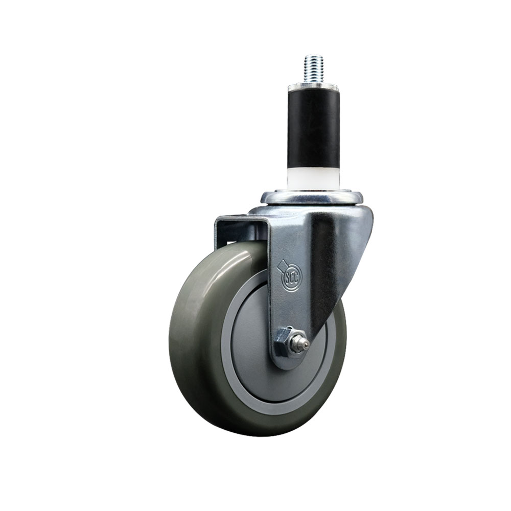 Stainless Steel Polyurethane Expanding Stem Swivel Caster with 4 Inch Gray Wheel and 1-3/8" Stem - 350 lbs. Capacity Per Caster - Service Caster Brand — photo 1