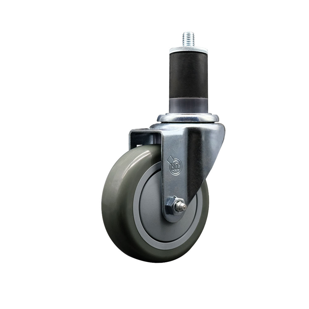 Polyurethane Expanding Stem Swivel Caster with 4 Inch Gray Wheel and 1-5/8" Stem - 350 lbs. Capacity Per Caster - Service Caster Brand — photo 1