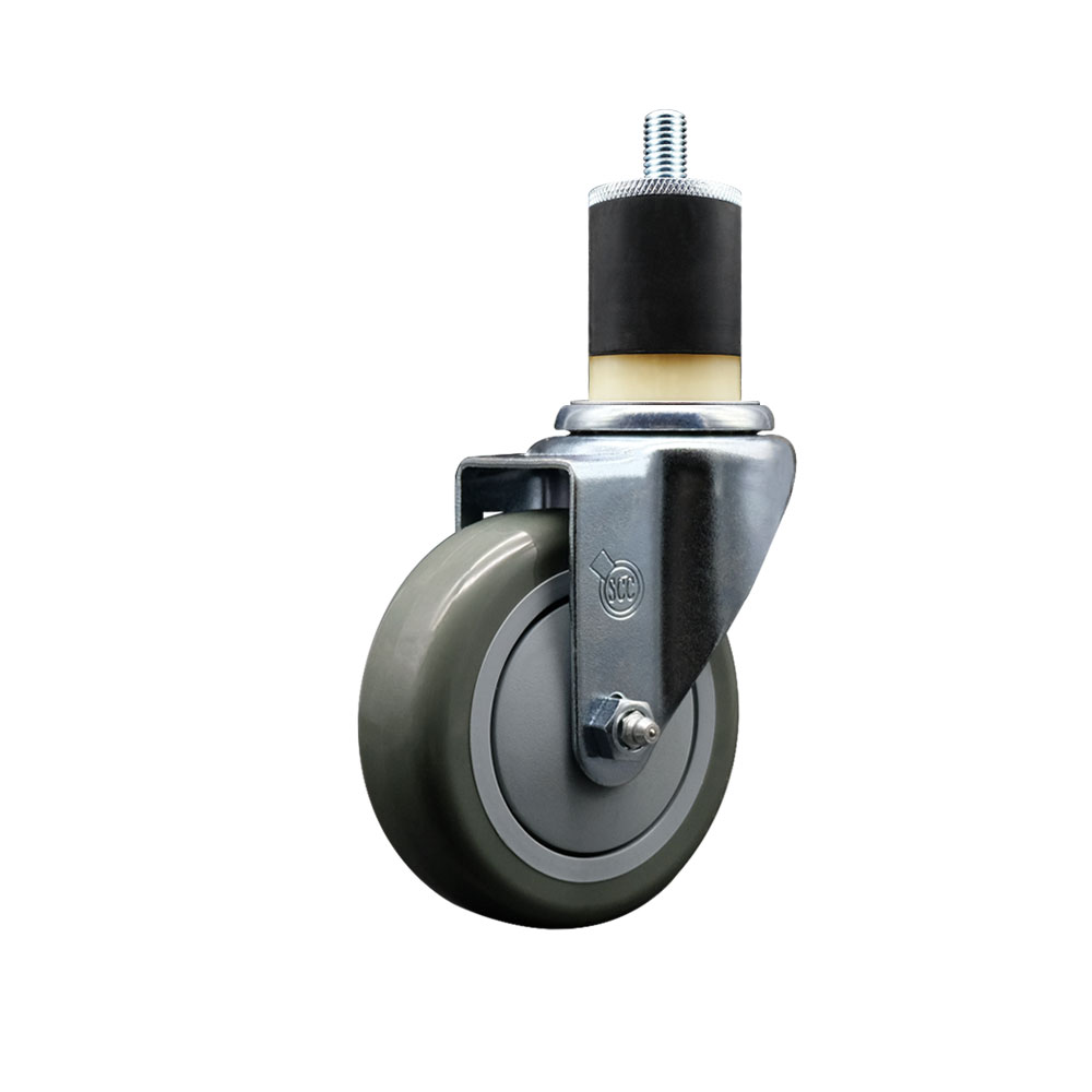Stainless Steel Polyurethane Expanding Stem Swivel Caster with 4 Inch Gray Wheel and 1-7/8" Stem - 350 lbs. Capacity Per Caster - Service Caster Brand — photo 1
