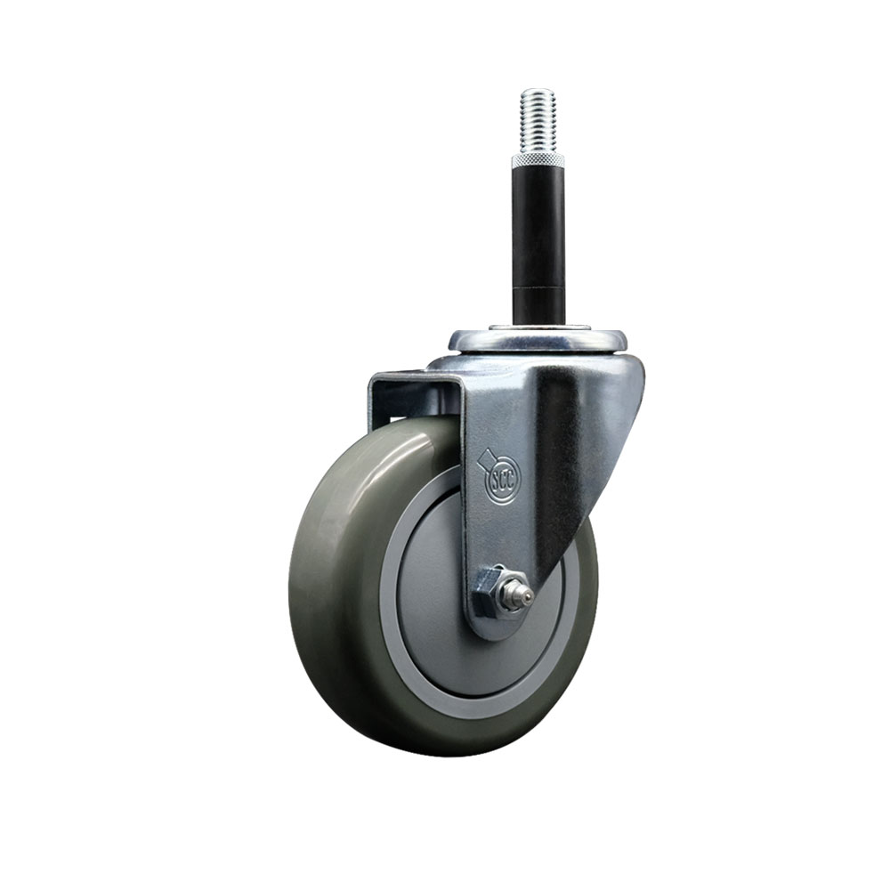 Stainless Steel Polyurethane Expanding Stem Swivel Caster with 4 Inch Gray Wheel and 3/4" Stem - 350 lbs. Capacity Per Caster - Service Caster Brand — photo 1