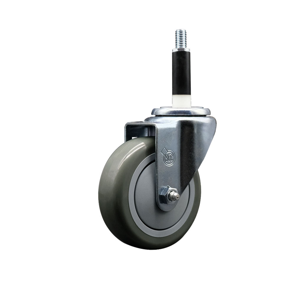 Polyurethane Expanding Stem Swivel Caster with 4 Inch Gray Wheel and 7/8" Stem - 350 lbs. Capacity Per Caster - Service Caster Brand — photo 1
