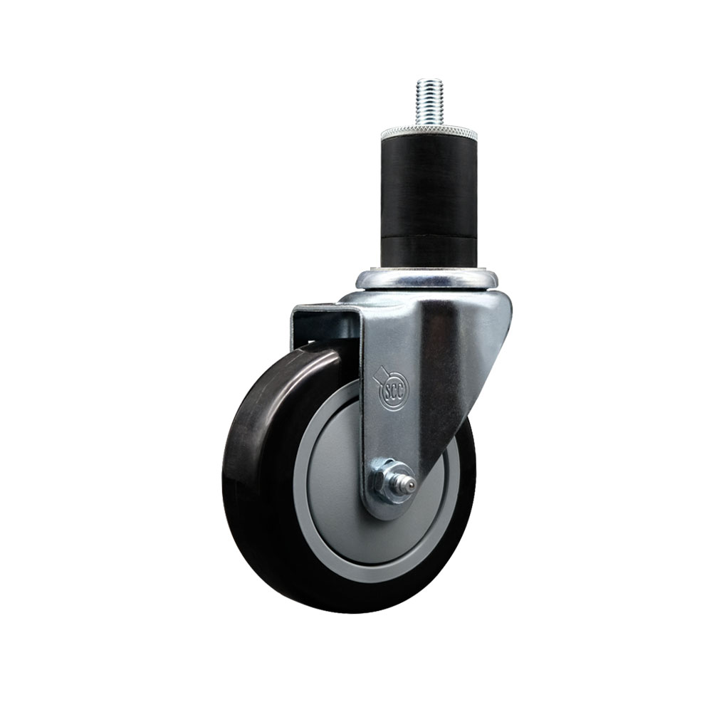 Stainless Steel Polyurethane Expanding Stem Swivel Caster with 4 Inch Black Wheel and 1-3/4" Stem - 350 lbs. Capacity Per Caster - Service Caster Brand — photo 1