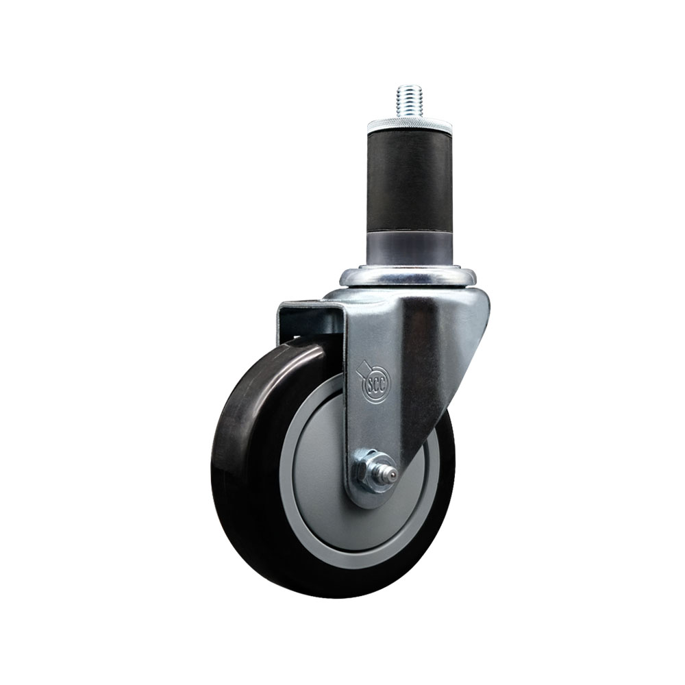 Polyurethane Expanding Stem Swivel Caster with 4 Inch Black Wheel and 1-5/8" Stem - 350 lbs. Capacity Per Caster - Service Caster Brand — photo 1