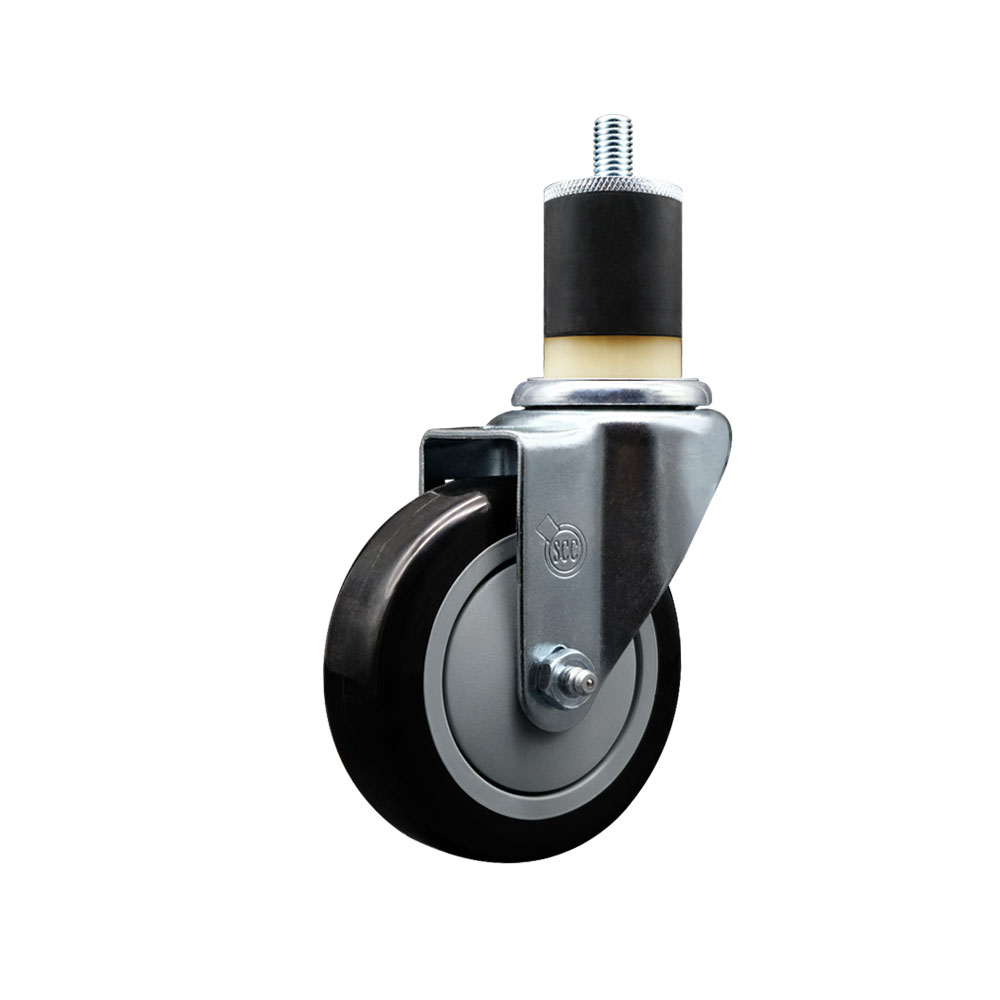 Polyurethane Expanding Stem Swivel Caster with 4 Inch Black Wheel and 1-7/8" Stem - 350 lbs. Capacity Per Caster - Service Caster Brand — photo 1