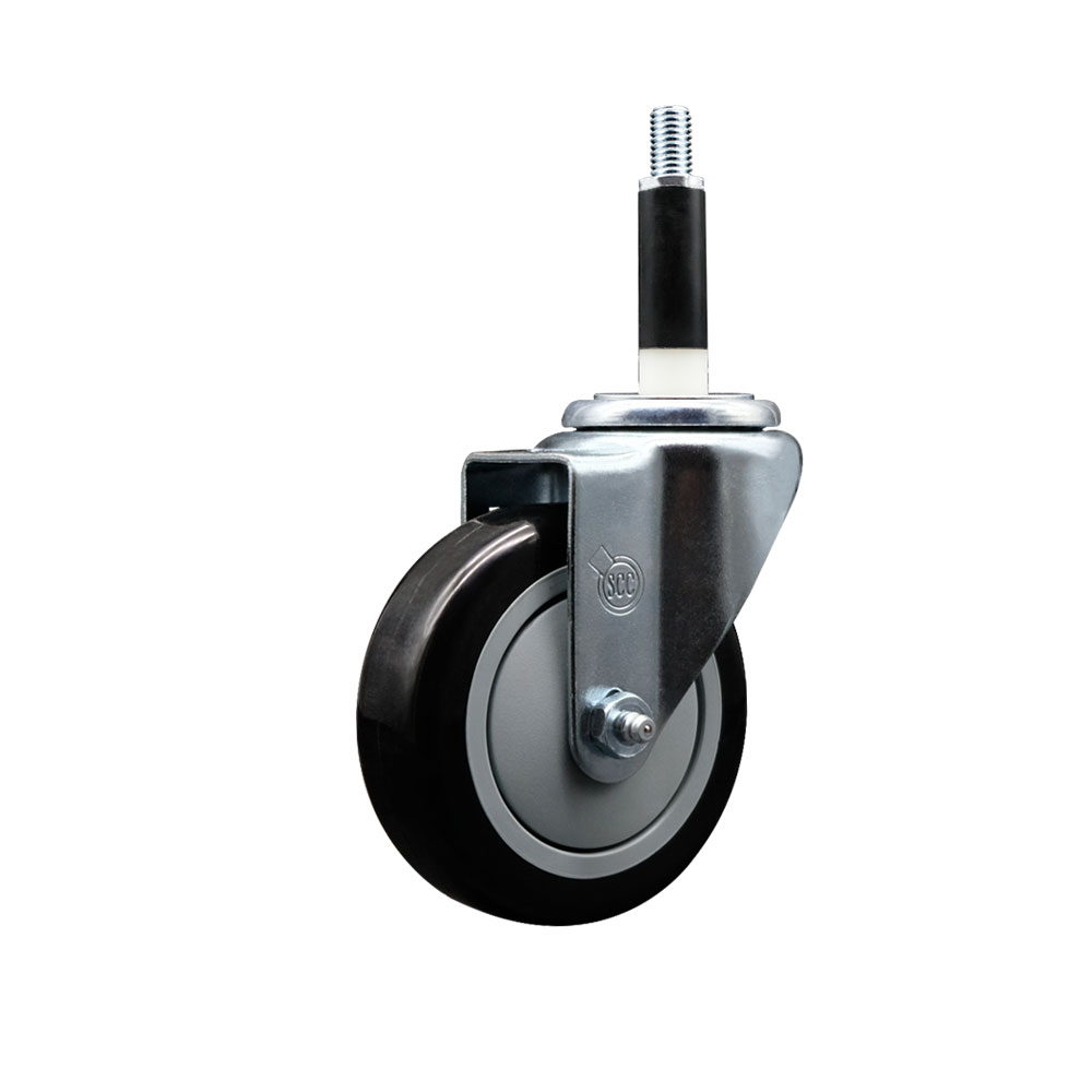 Polyurethane Expanding Stem Swivel Caster with 4 Inch Black Wheel and 7/8" Stem - 350 lbs. Capacity Per Caster - Service Caster Brand — photo 1