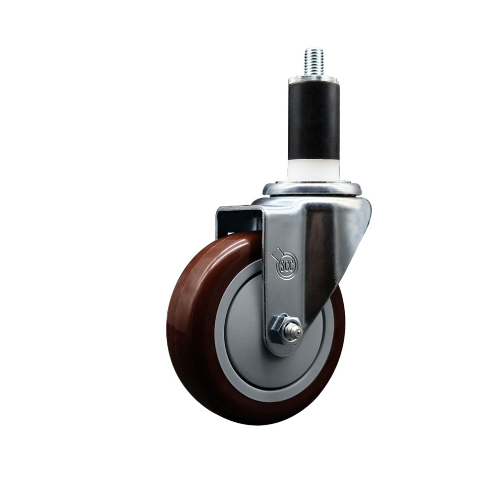 Polyurethane Expanding Stem Swivel Caster with 4 Inch Maroon Wheel and 1-3/8" Stem - 350 lbs. Capacity Per Caster - Service Caster Brand — photo 1