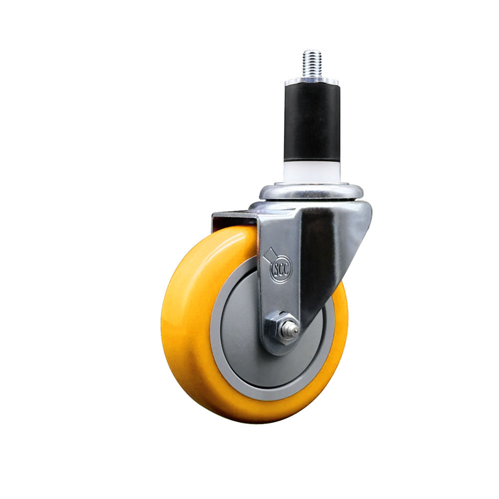 Service Caster Brand Replacement Caster for Ser-Ware Caster 4B-0050 - Swivel Expanding Stem Caster with 4 Inch Yellow Polyurethane Wheel and 1-1/2 Inch Stem - Light Duty Replacement Caster — photo 1