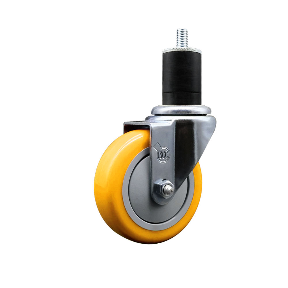 Polyurethane Expanding Stem Swivel Caster with 4 Inch Yellow Wheel and 1-3/4" Stem - 350 lbs. Capacity Per Caster - Service Caster Brand — photo 1