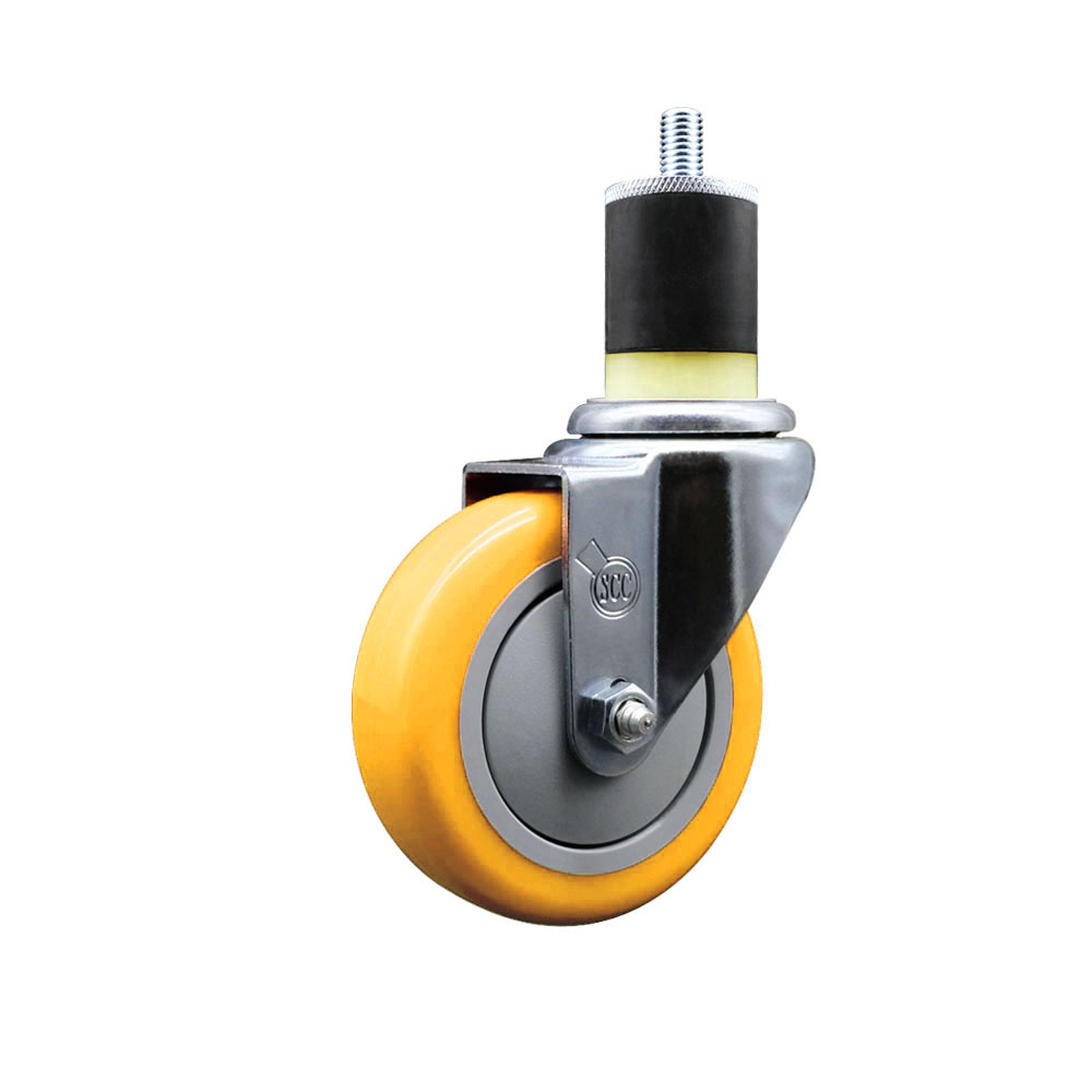 Polyurethane Expanding Stem Swivel Caster with 4 Inch Yellow Wheel and 1-7/8" Stem - 350 lbs. Capacity Per Caster - Service Caster Brand — photo 1