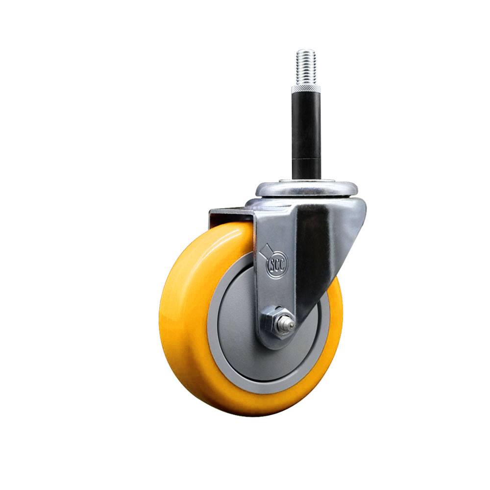 Polyurethane Expanding Stem Swivel Caster with 4 Inch Yellow Wheel and 3/4" Stem - 350 lbs. Capacity Per Caster - Service Caster Brand — photo 1