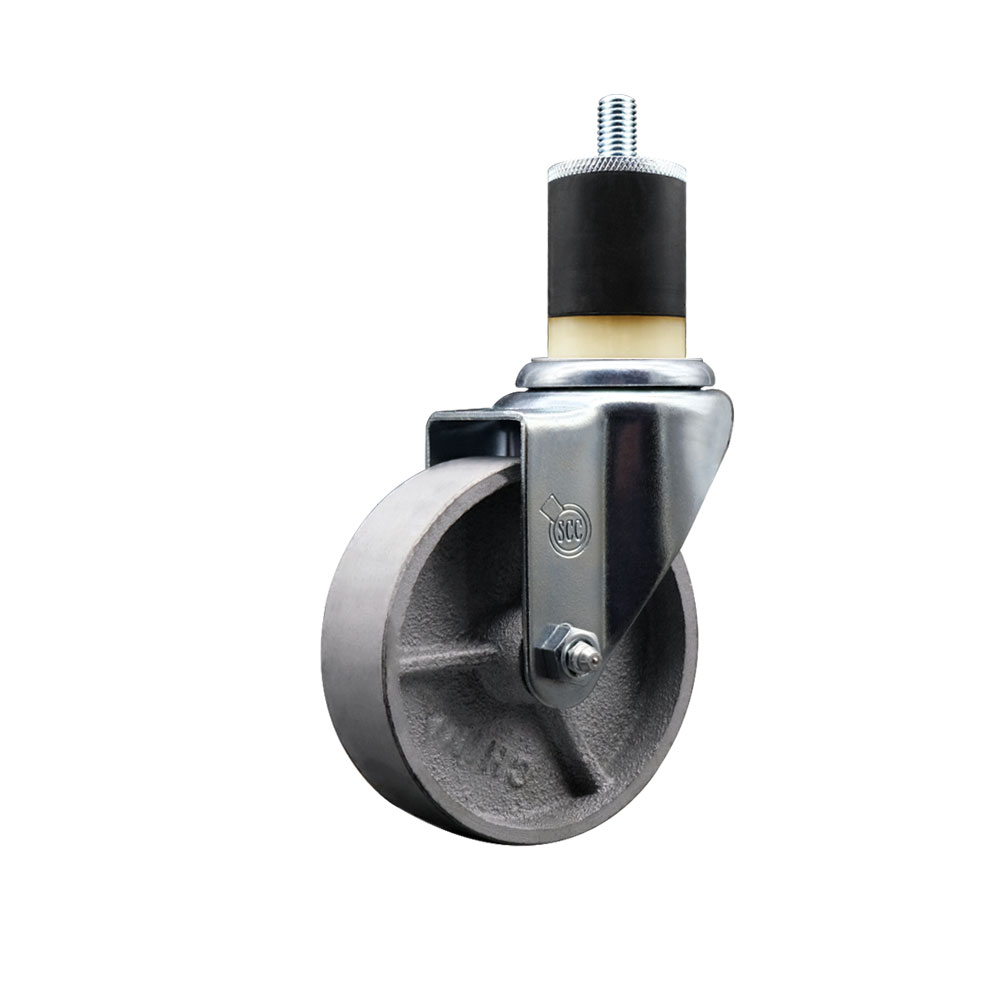 Semi Steel Cast Iron Swivel Expanding Stem Caster w/Roller Bearing - 4" x 1.5" Silver Wheel and 1-7/8" Stem - 300 lbs Capacity/Caster - Service Caster Brand — photo 1